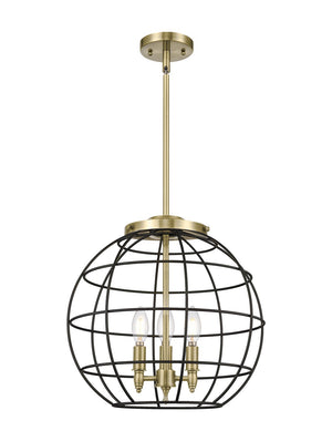 Innovations - 221-3S-AB-CE-16-BK - Three Light Pendant - Essex - Antique Brass