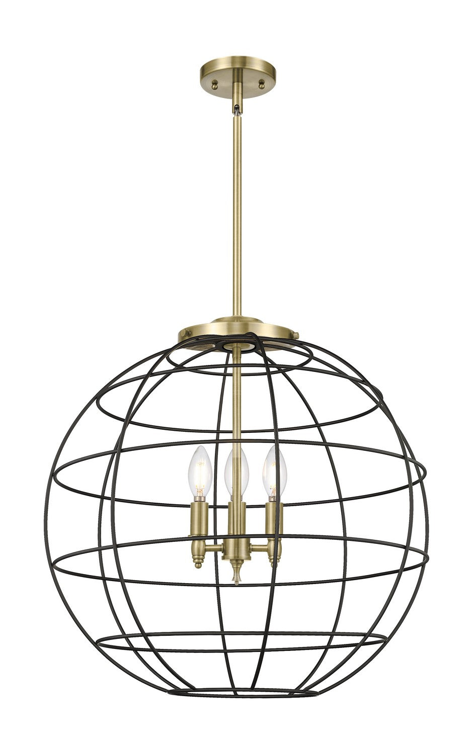 Innovations - 221-3S-AB-CE-22-BK - Three Light Pendant - Essex - Antique Brass