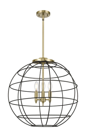 Innovations - 221-3S-AB-CE-22-BK - Three Light Pendant - Essex - Antique Brass