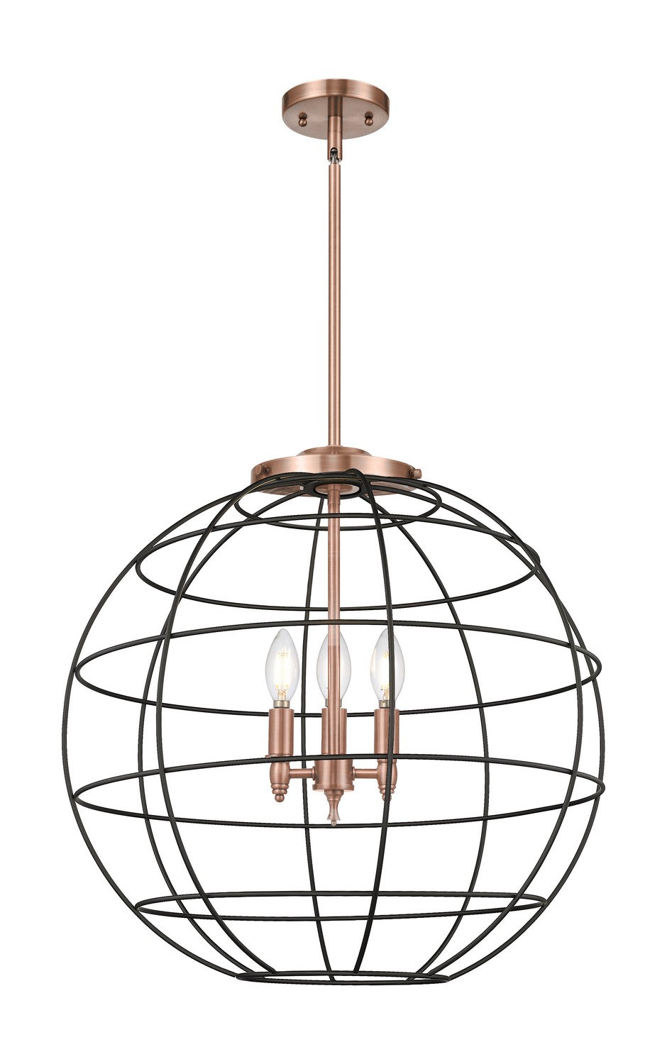 Innovations - 221-3S-AC-CE-22-BK - Three Light Pendant - Essex - Antique Copper