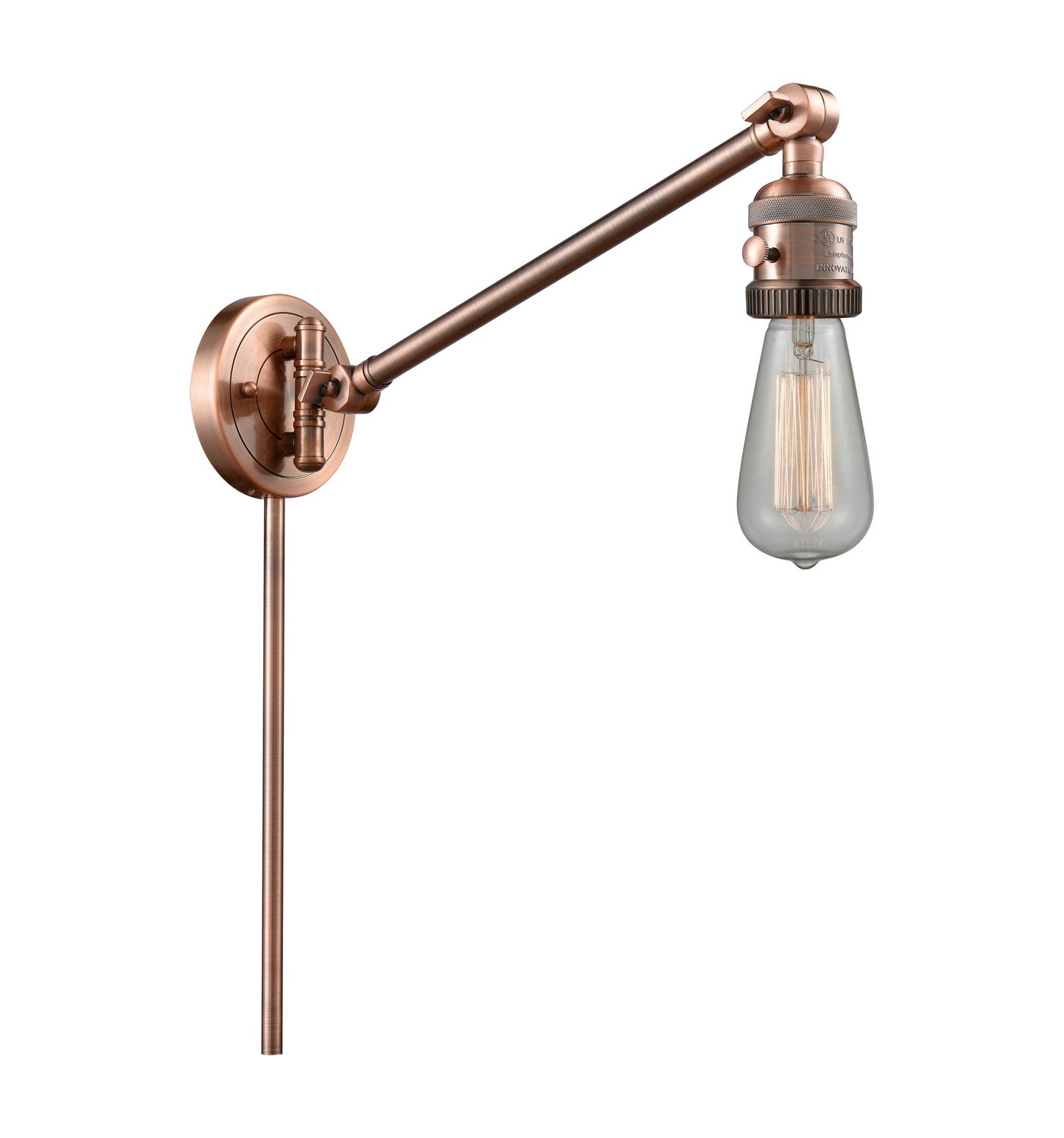 Innovations - 237-AC - One light Swing Arm With Switch - Franklin Restoration - Antique Copper