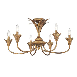 Golden - 0846-6SF HG - Six Light Semi-Flush Mount - Lillianne HG - Heirloom Gold