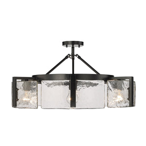 Golden - 3164-6SF BLK-HWG - Six Light Semi-Flush Mount - Aenon - Matte Black