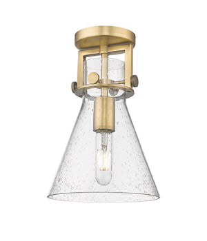 Innovations - 411-1F-BB-G411-8SDY - One Light Flush Mount - Newton - Brushed Brass