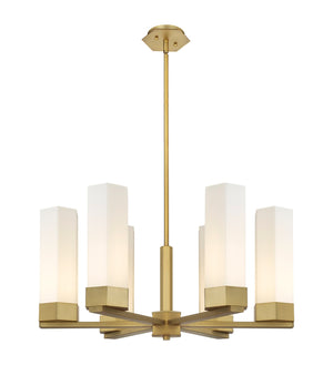 Innovations - 427-6CR-BB-G427-14WH - LED Chandelier - Downtown Urban - Brushed Brass