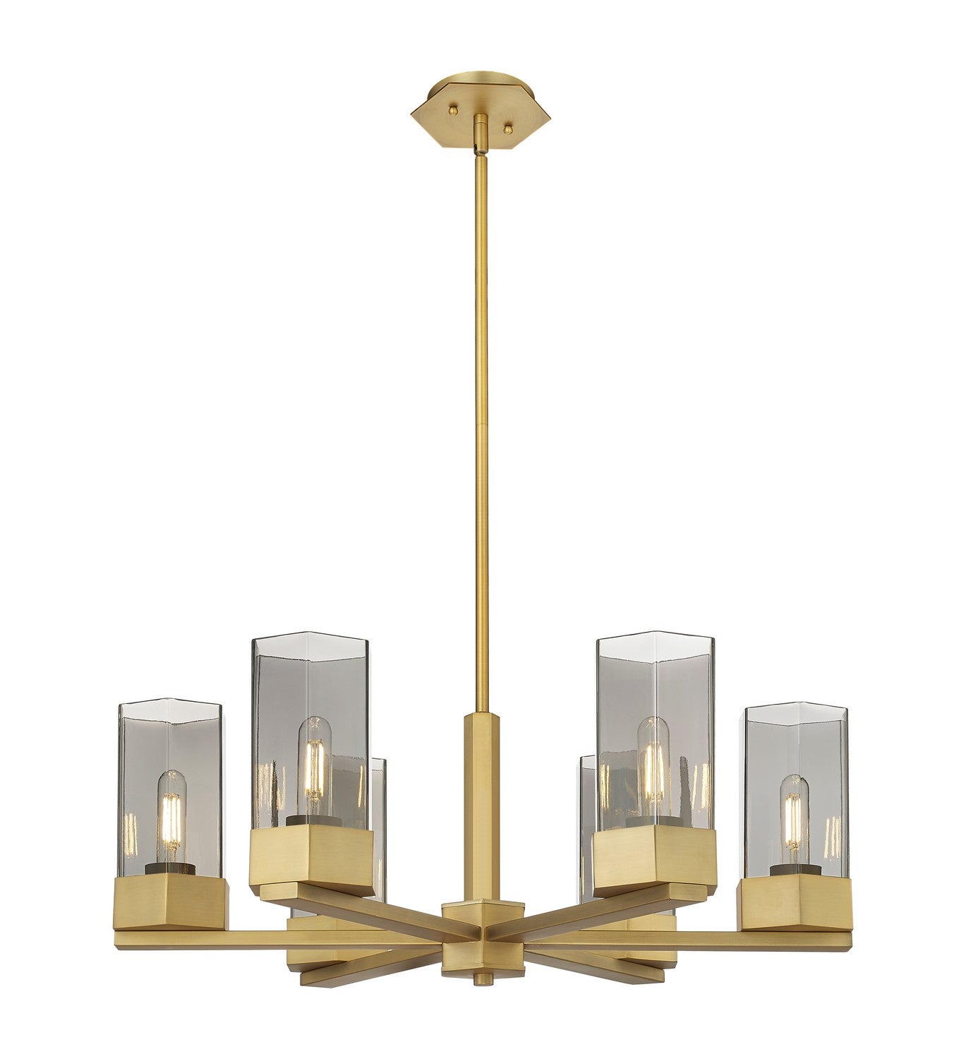 Innovations - 427-6CR-BB-G427-9SM - LED Chandelier - Downtown Urban - Brushed Brass