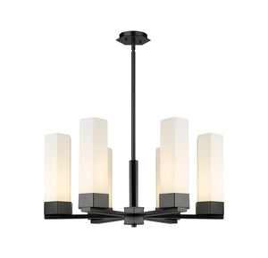 Innovations - 427-6CR-BK-G427-14WH - LED Chandelier - Downtown Urban - Matte Black