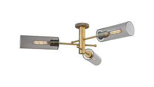 Innovations - 434-3F-BB-G434-12SM - LED Flush Mount - Downtown Urban - Brushed Brass