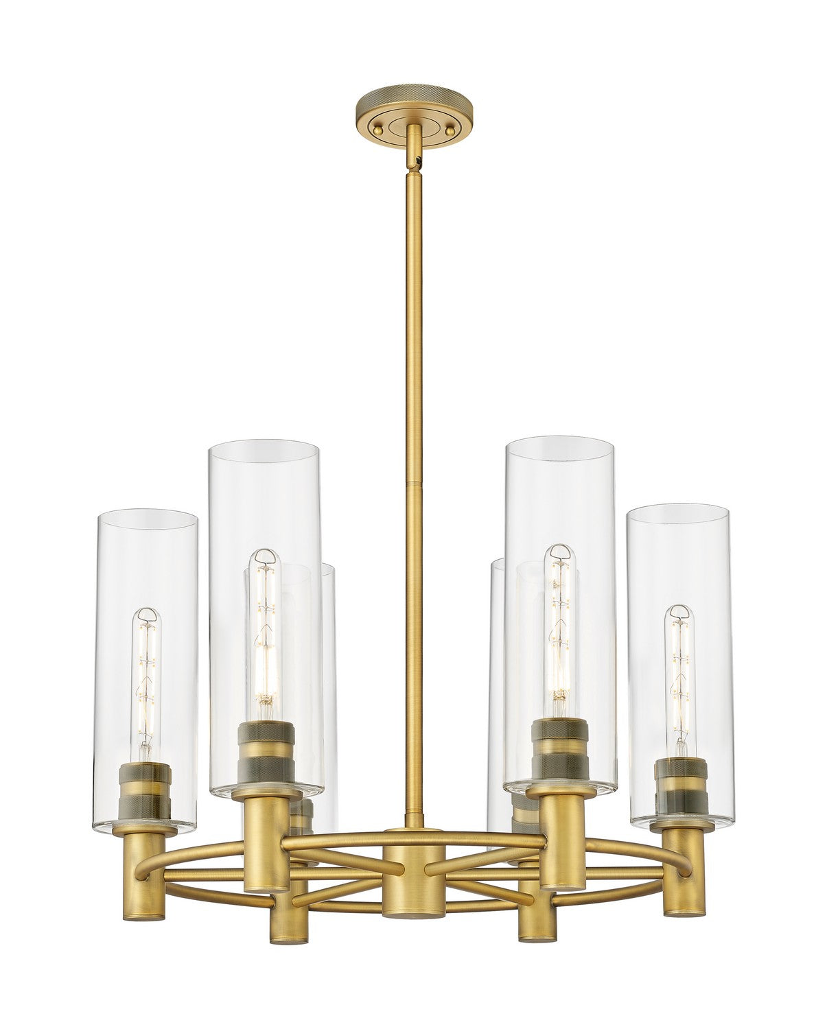 Innovations - 434-6CR-BB-G434-12CL - LED Chandelier - Downtown Urban - Brushed Brass