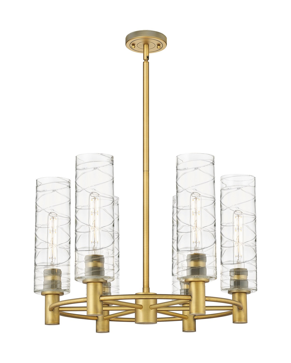 Innovations - 434-6CR-BB-G434-12DE - LED Chandelier - Downtown Urban - Brushed Brass