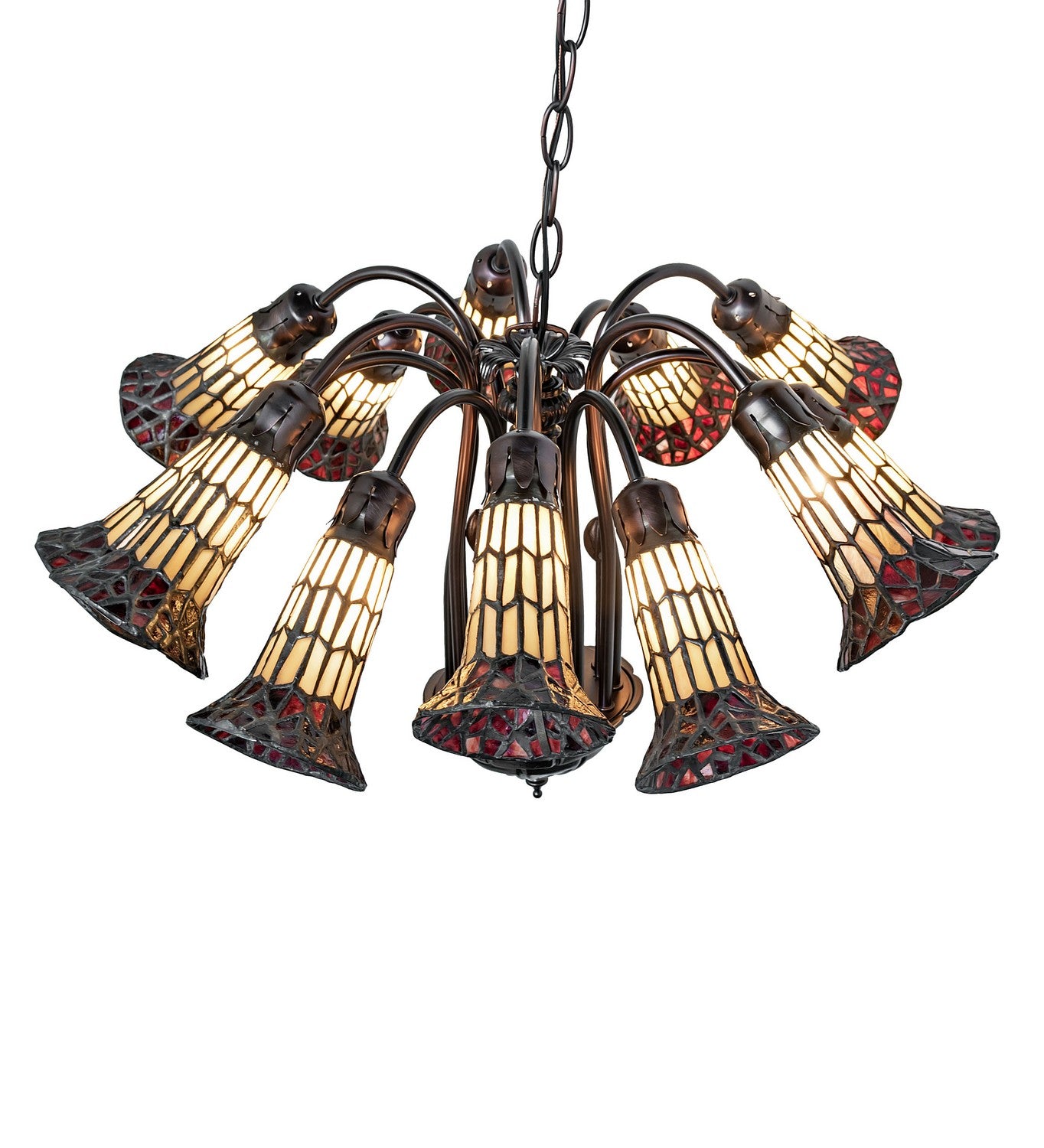 Meyda Tiffany - 251603 - 12 Light Chandelier - Stained Glass Pond Lily - Mahogany Bronze