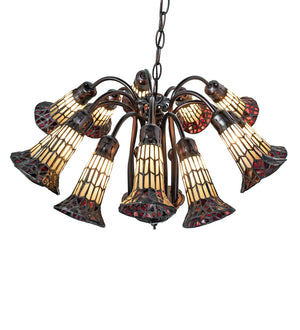 Meyda Tiffany - 251603 - 12 Light Chandelier - Stained Glass Pond Lily - Mahogany Bronze