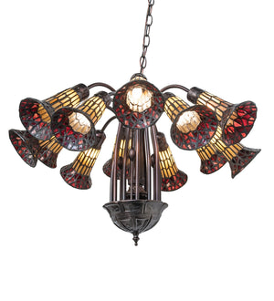 Meyda Tiffany - 251603 - 12 Light Chandelier - Stained Glass Pond Lily - Mahogany Bronze