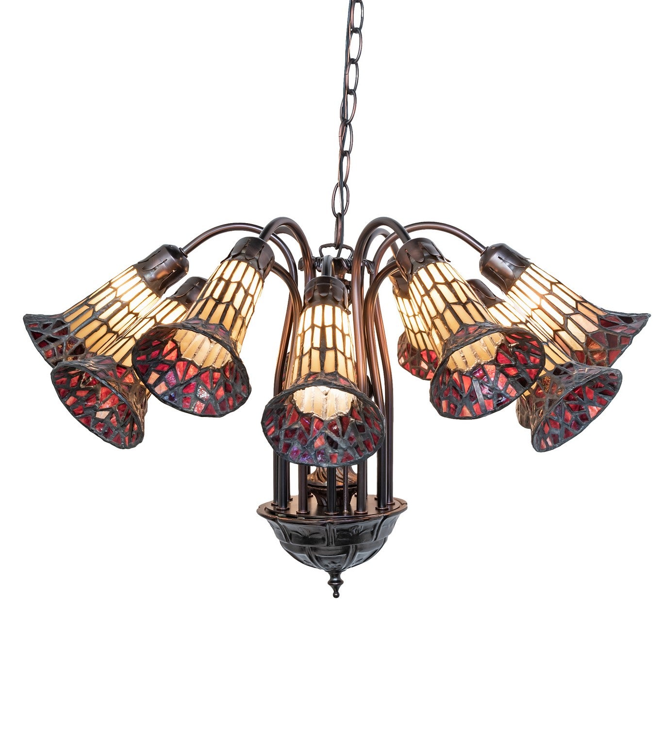 Meyda Tiffany - 251603 - 12 Light Chandelier - Stained Glass Pond Lily - Mahogany Bronze