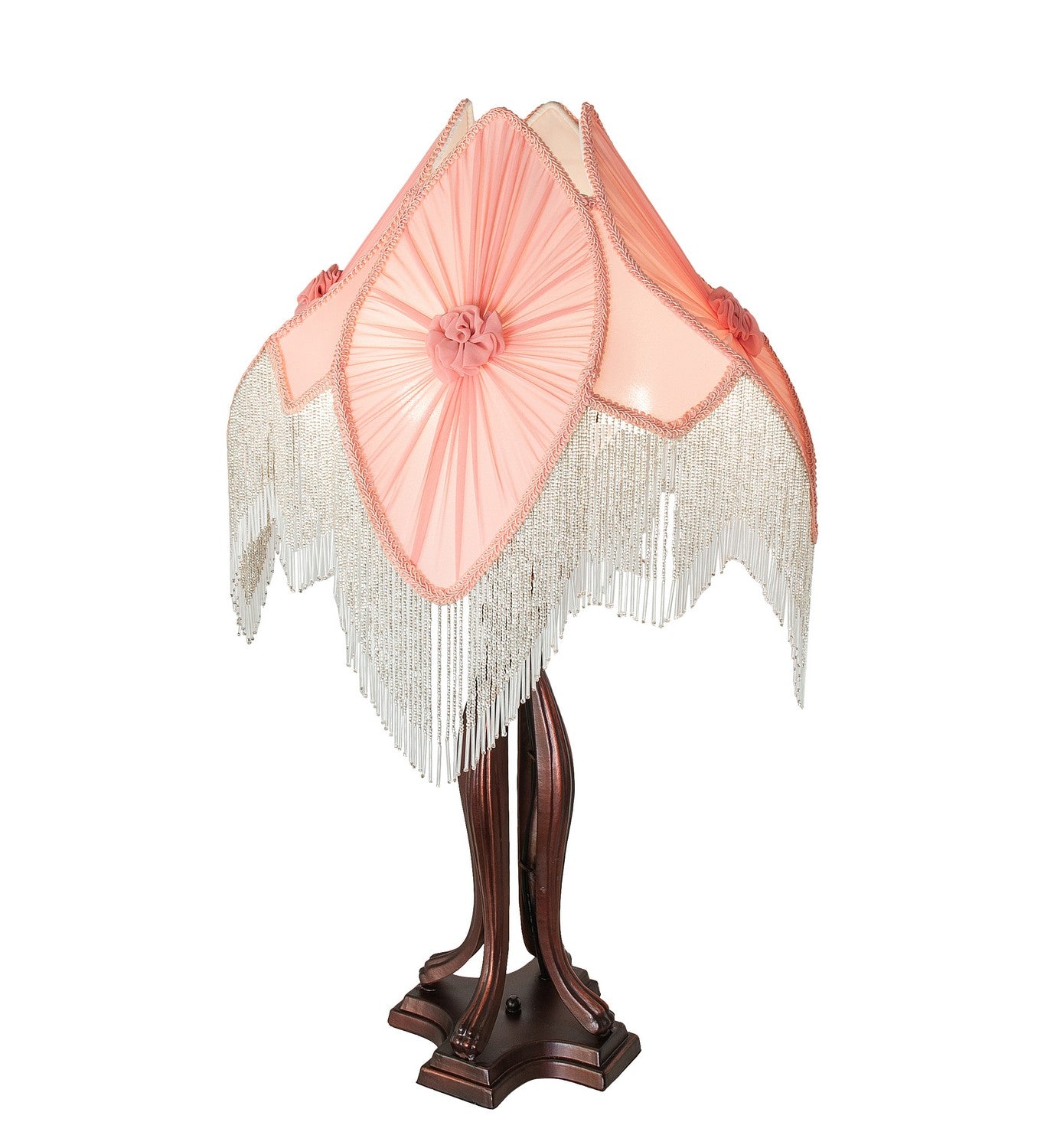 Meyda Tiffany - 267681 - Three Light Table Lamp - Fabric & Fringe - Mahogany Bronze