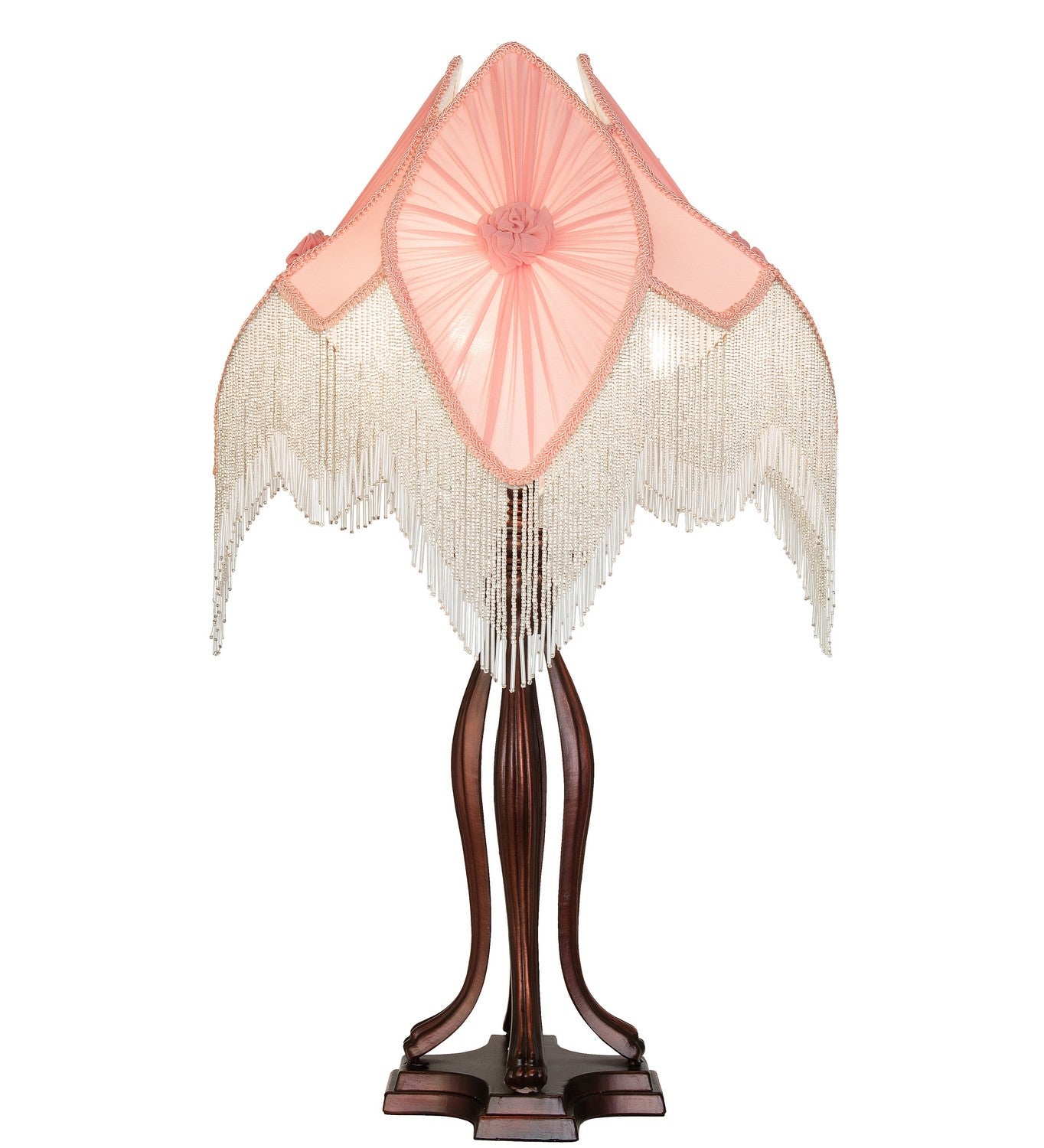 Meyda Tiffany - 267681 - Three Light Table Lamp - Fabric & Fringe - Mahogany Bronze