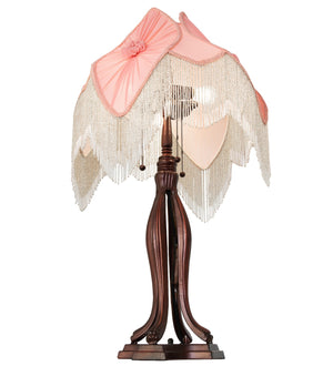 Meyda Tiffany - 267681 - Three Light Table Lamp - Fabric & Fringe - Mahogany Bronze