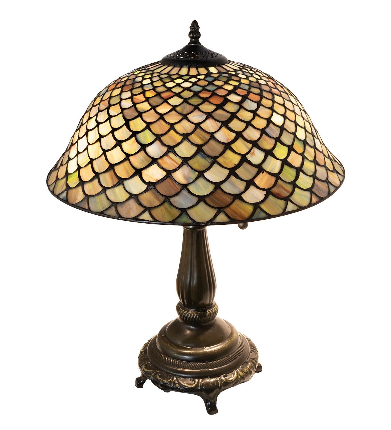 Meyda Tiffany - 268098 - Two Light Table Lamp - Tiffany Fishscale - Mahogany Bronze