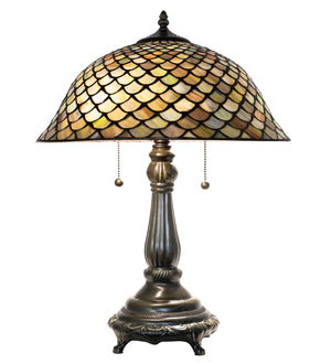 Meyda Tiffany - 268098 - Two Light Table Lamp - Tiffany Fishscale - Mahogany Bronze