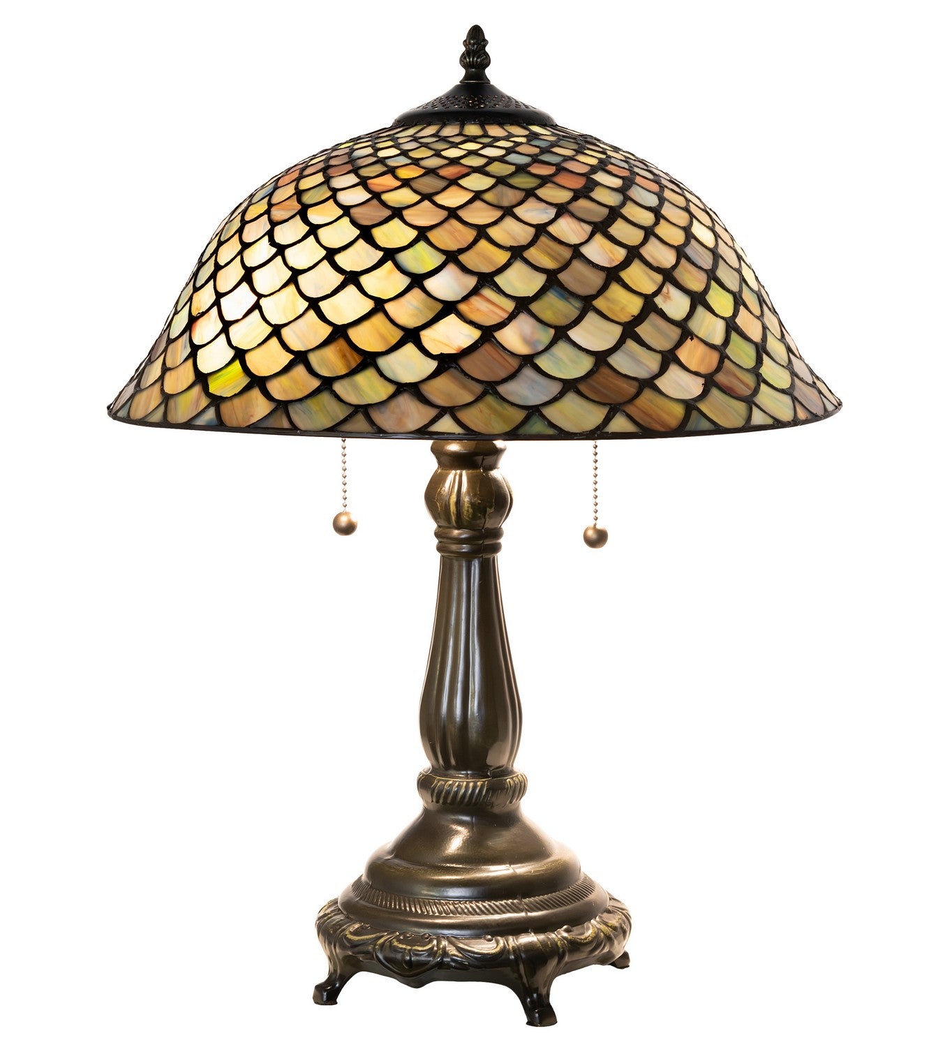 Meyda Tiffany - 268098 - Two Light Table Lamp - Tiffany Fishscale - Mahogany Bronze