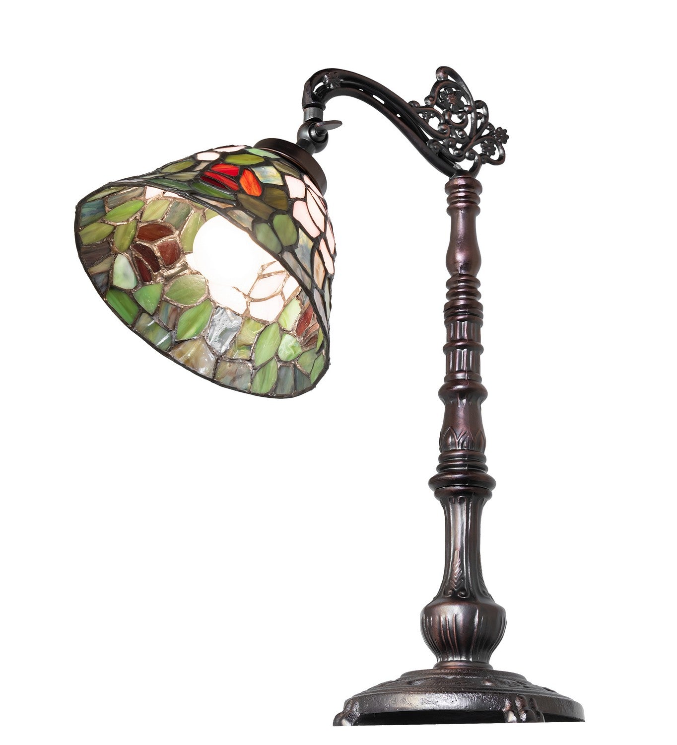 Meyda Tiffany - 36110 - One Light Desk Lamp - Tiffany Rosebush