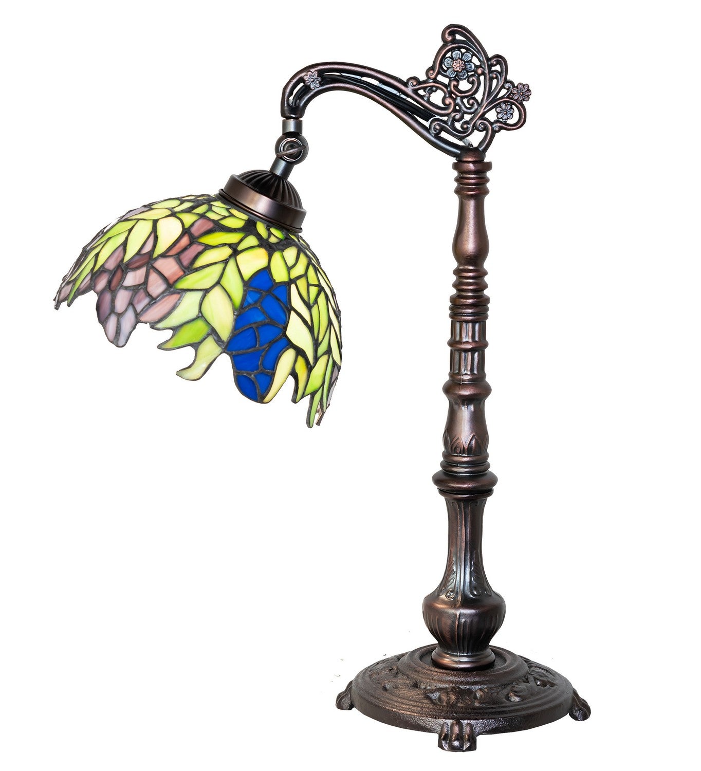 Meyda Tiffany - 46564 - One Light Desk Lamp - Tiffany Honey Locust - Mahogany Bronze