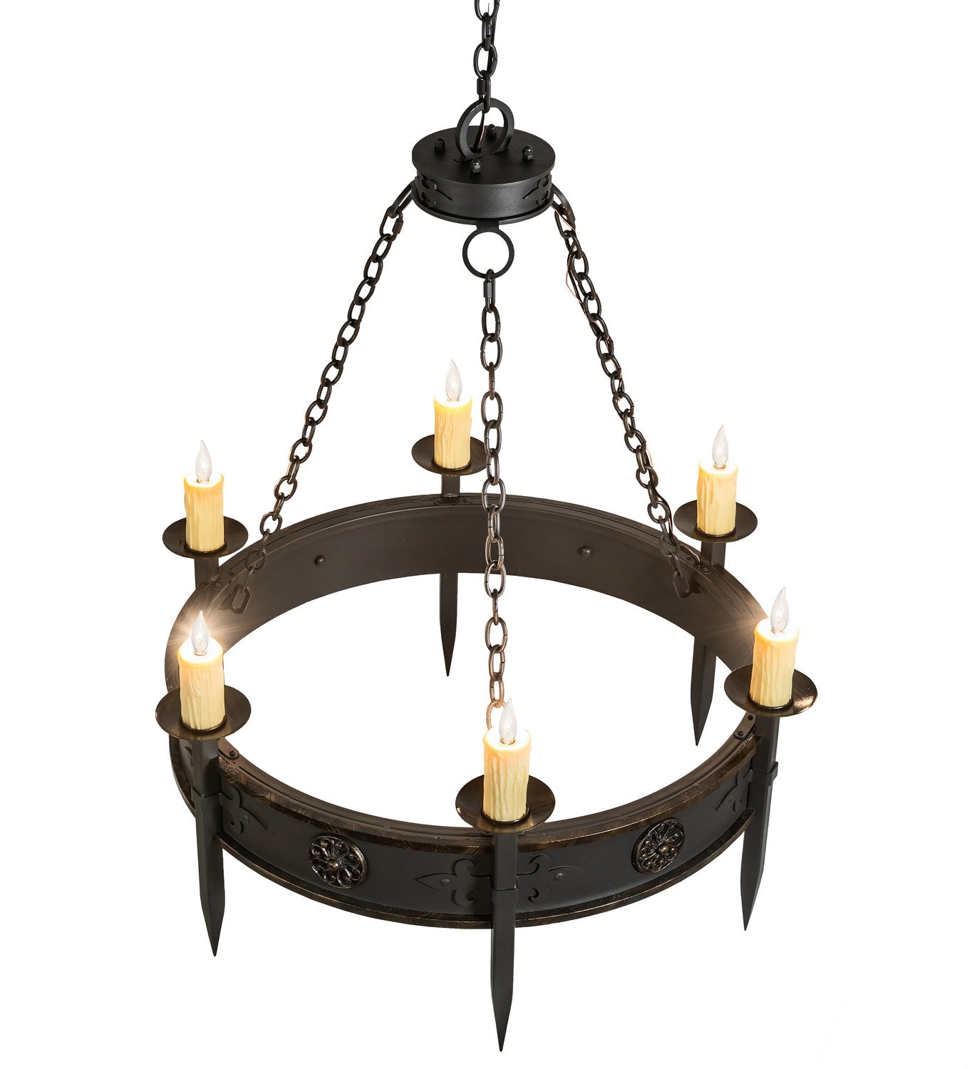 Meyda Tiffany - 256961 - Six Light Chandelier - Calandra - Wrought Irontique Brass Gloss