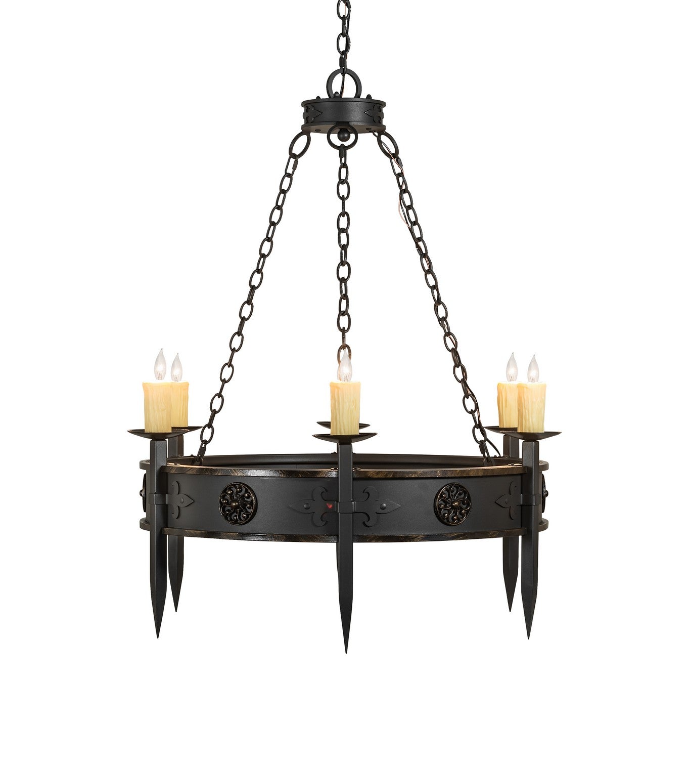 Meyda Tiffany - 256961 - Six Light Chandelier - Calandra - Wrought Irontique Brass Gloss