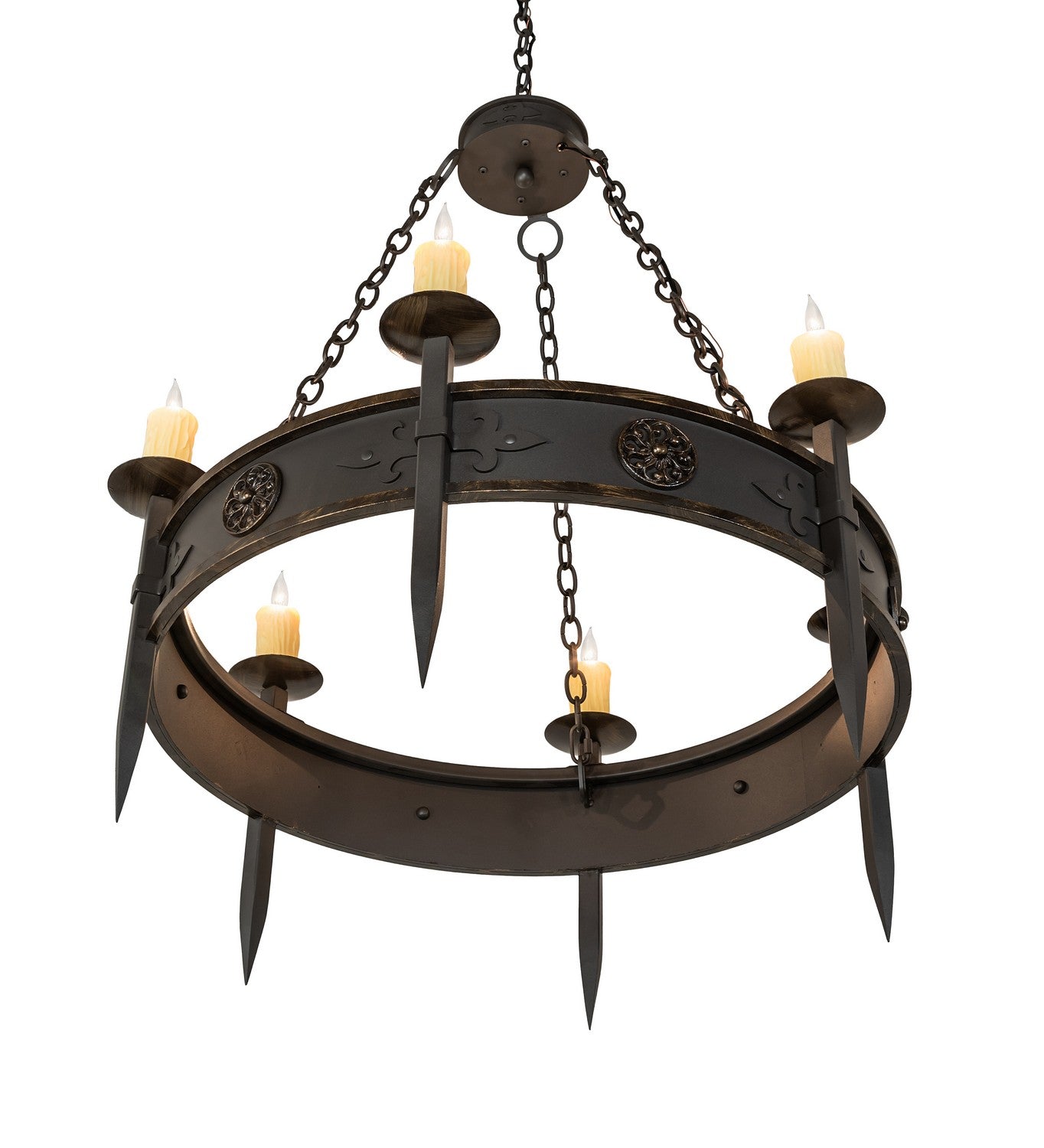 Meyda Tiffany - 256961 - Six Light Chandelier - Calandra - Wrought Irontique Brass Gloss