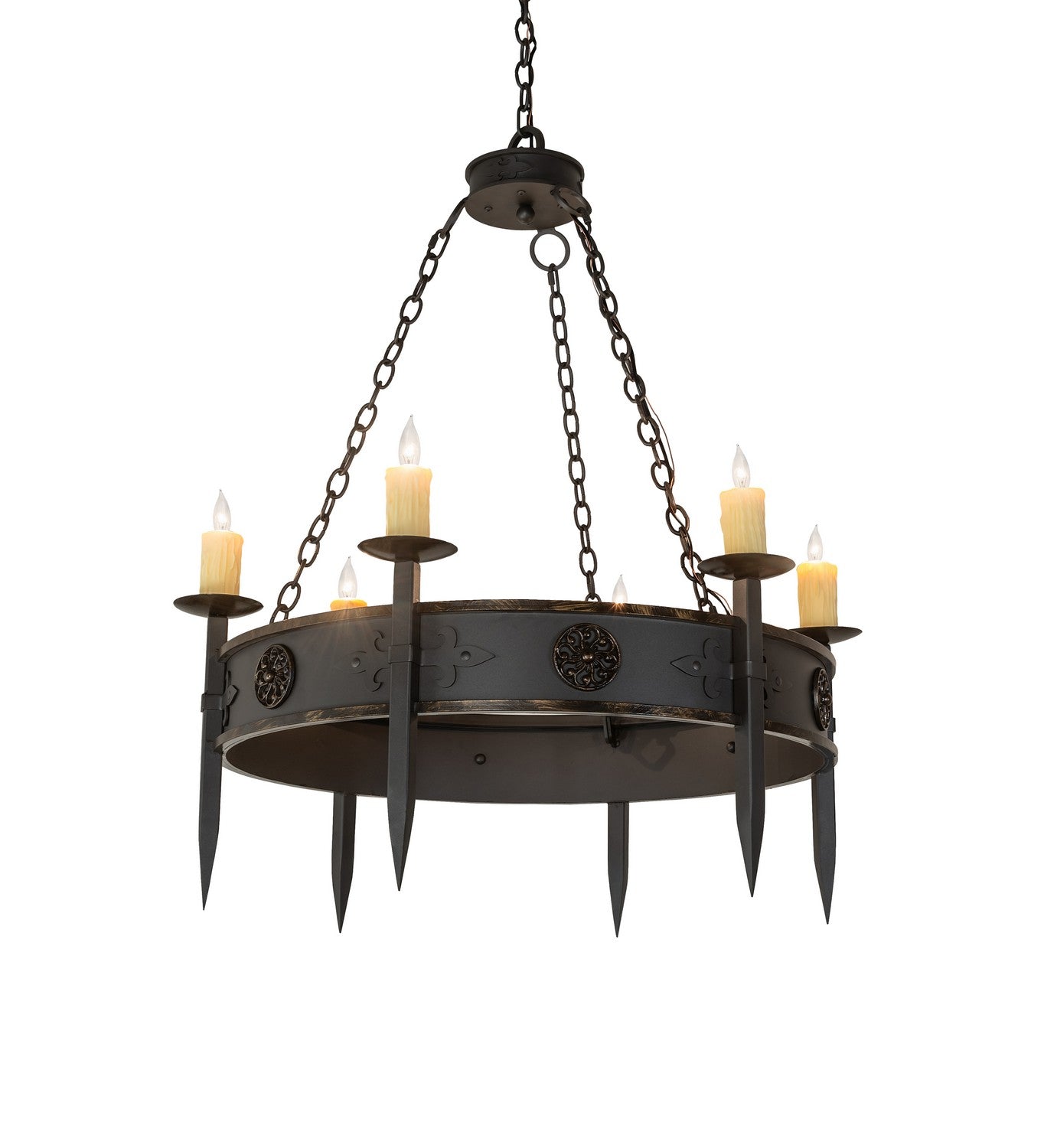 Meyda Tiffany - 256961 - Six Light Chandelier - Calandra - Wrought Irontique Brass Gloss