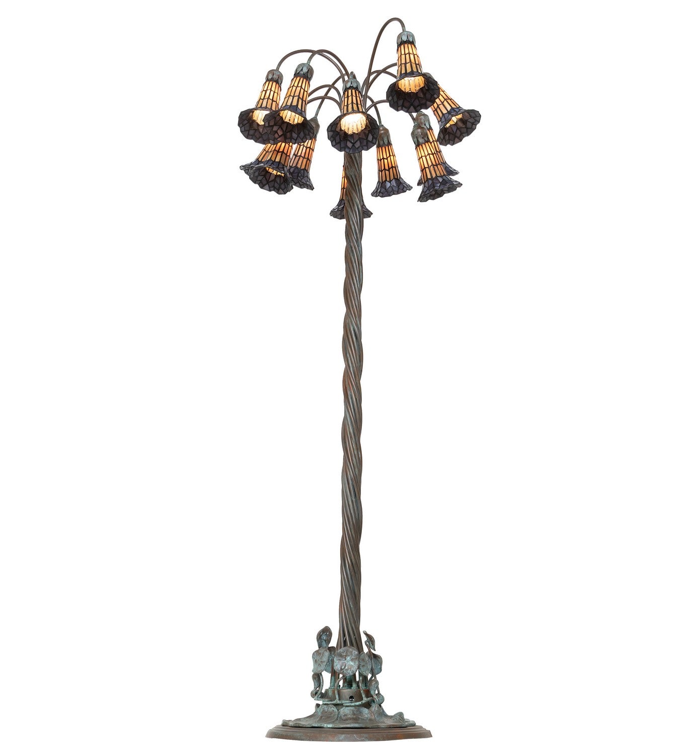 Meyda Tiffany - 262125 - 12 Light Floor Lamp - Stained Glass Pond Lily - Verdigris,Bronze