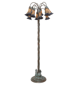 Meyda Tiffany - 262125 - 12 Light Floor Lamp - Stained Glass Pond Lily - Verdigris,Bronze