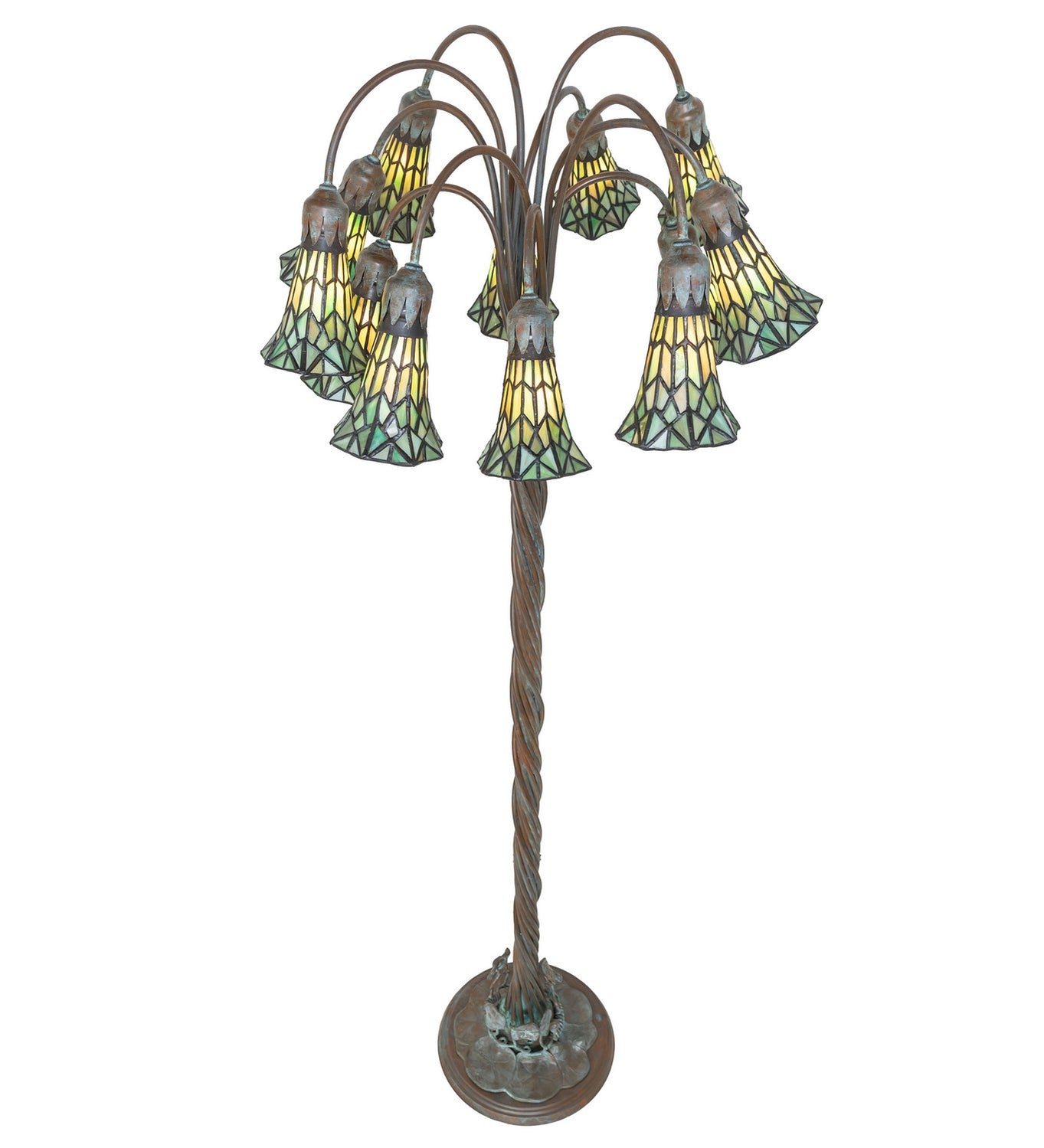 Meyda Tiffany - 262126 - 12 Light Floor Lamp - Stained Glass Pond Lily - Bronze