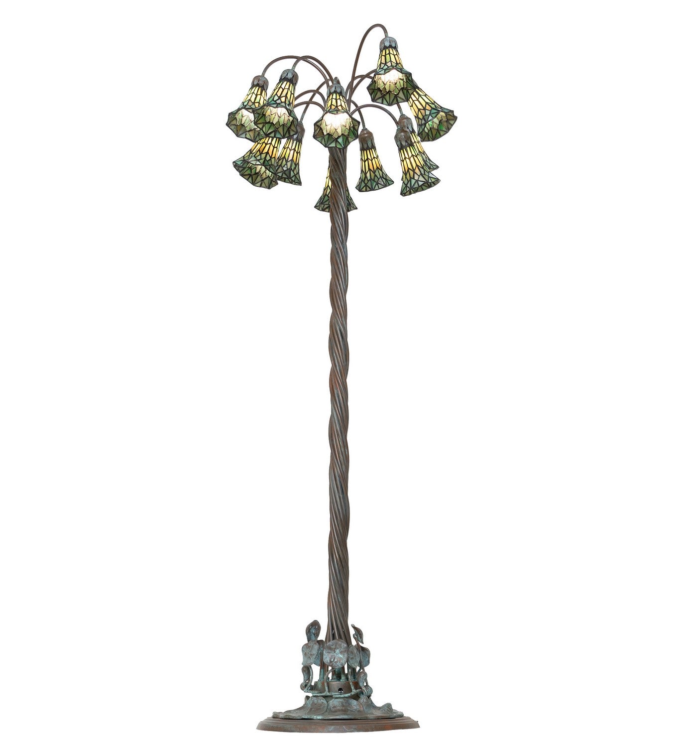 Meyda Tiffany - 262126 - 12 Light Floor Lamp - Stained Glass Pond Lily - Bronze