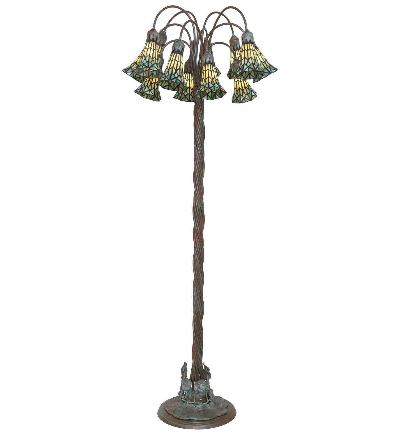 Meyda Tiffany - 262126 - 12 Light Floor Lamp - Stained Glass Pond Lily - Bronze