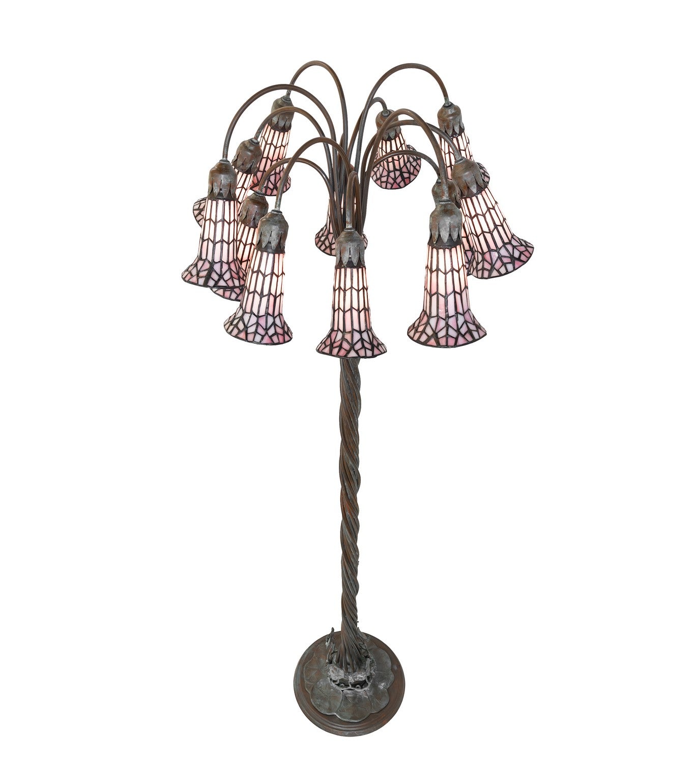 Meyda Tiffany - 262127 - 12 Light Floor Lamp - Stained Glass Pond Lily - Bronze