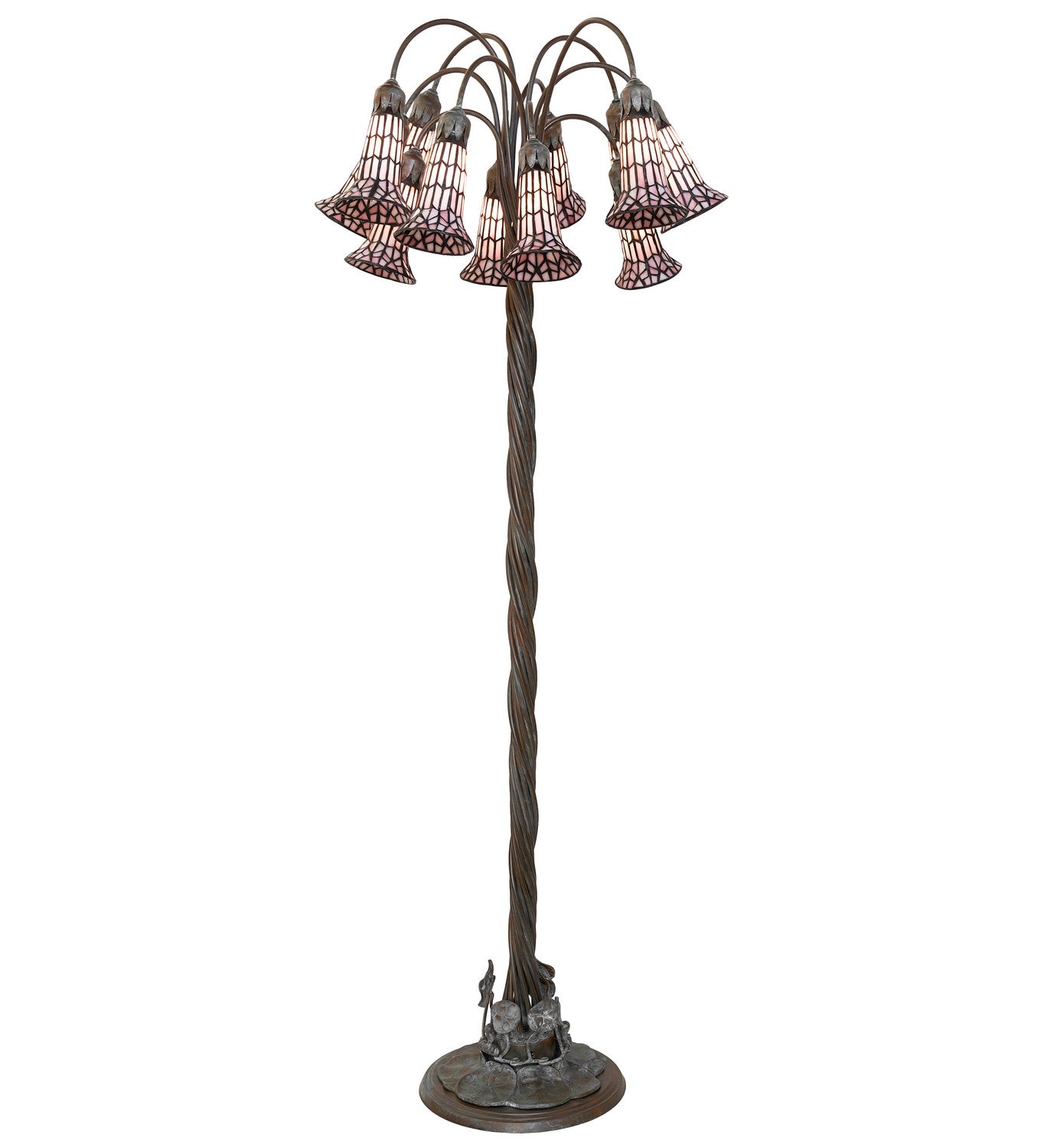 Meyda Tiffany - 262127 - 12 Light Floor Lamp - Stained Glass Pond Lily - Bronze