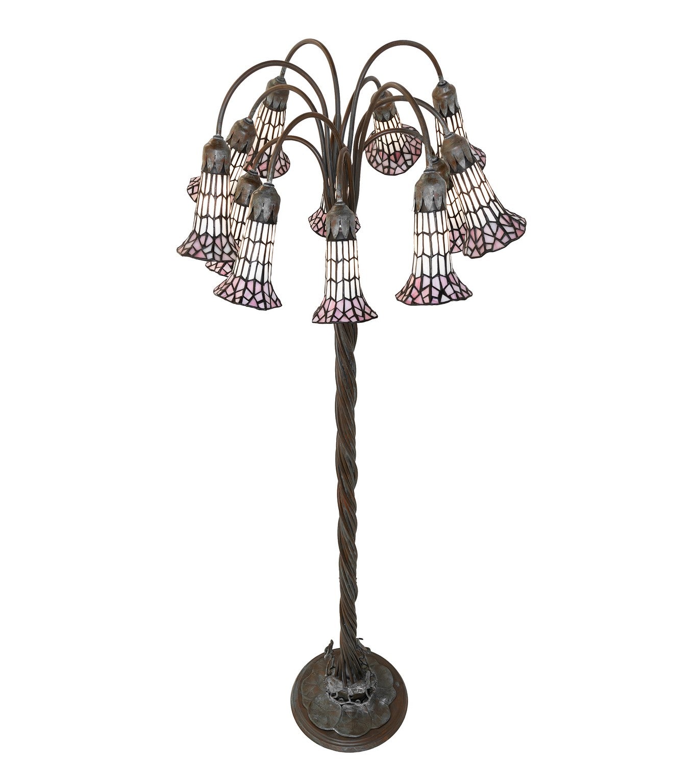 Meyda Tiffany - 262128 - 12 Light Floor Lamp - Stained Glass Pond Lily - Bronze