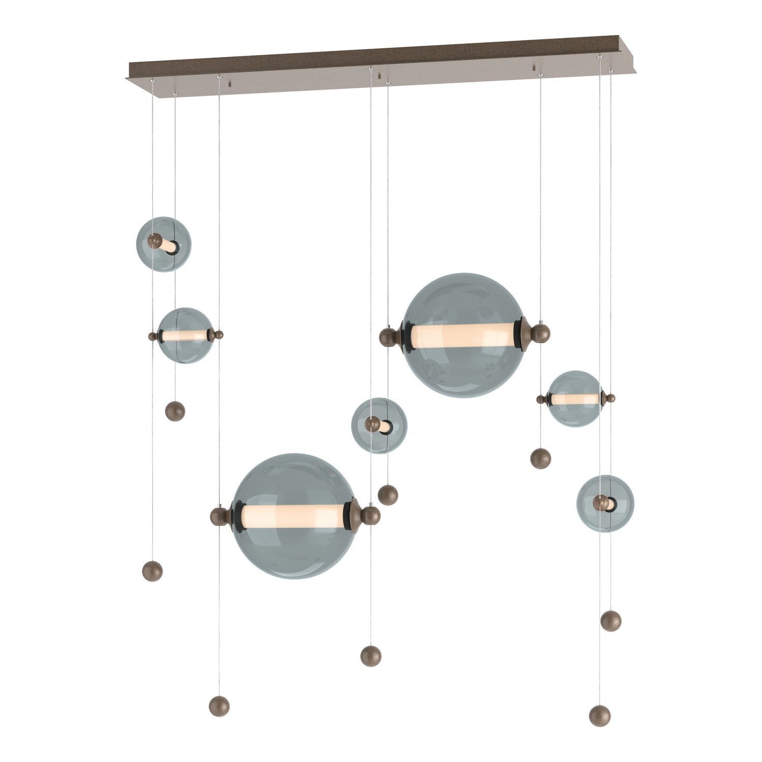 Hubbardton Forge - 139054-LED-STND-05-YL0694 - Abacus 7-Light Double Linear LED Pendant - Abacus - Bronze
