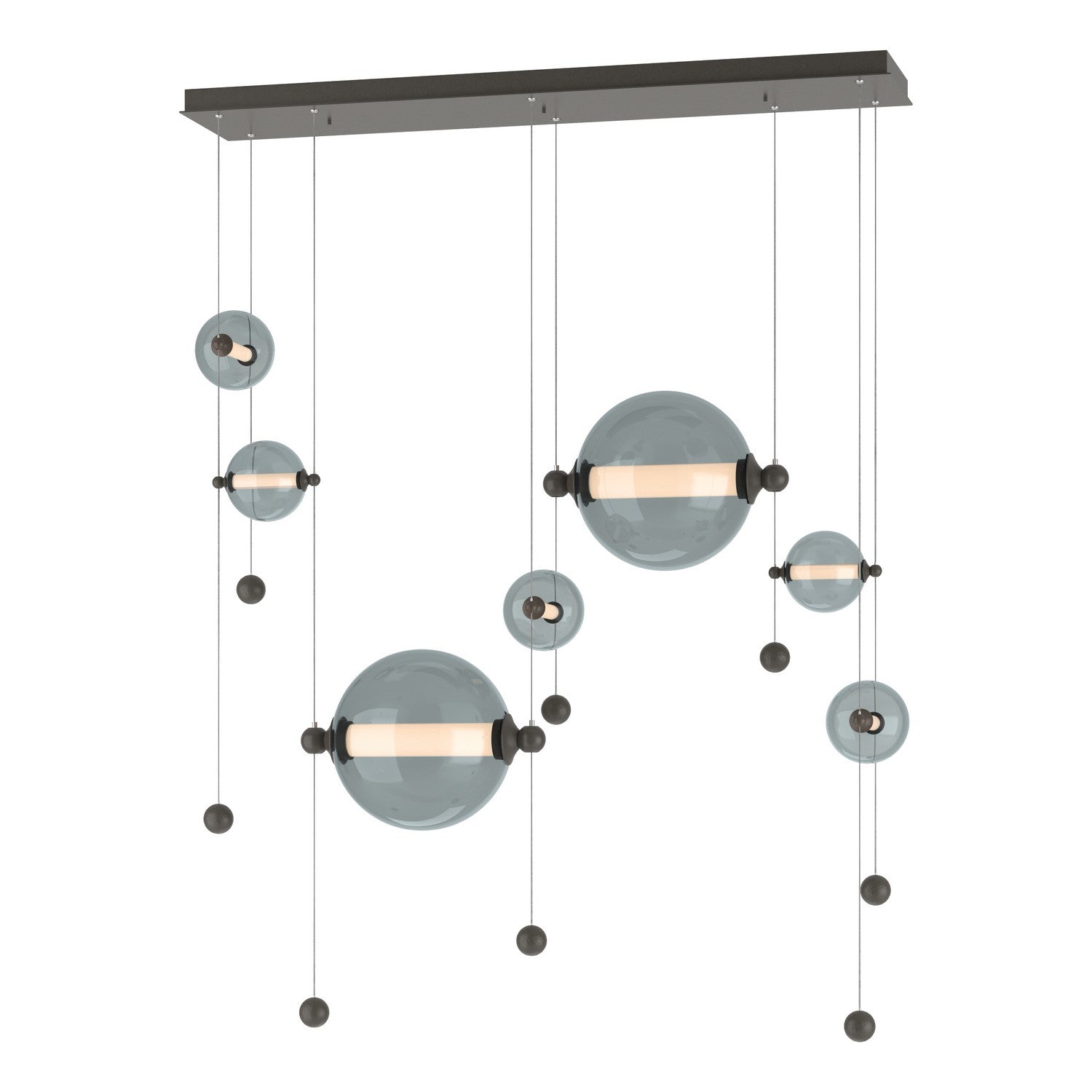 Hubbardton Forge - 139054-LED-STND-07-YL0694 - Abacus 7-Light Double Linear LED Pendant - Abacus - Dark Smoke