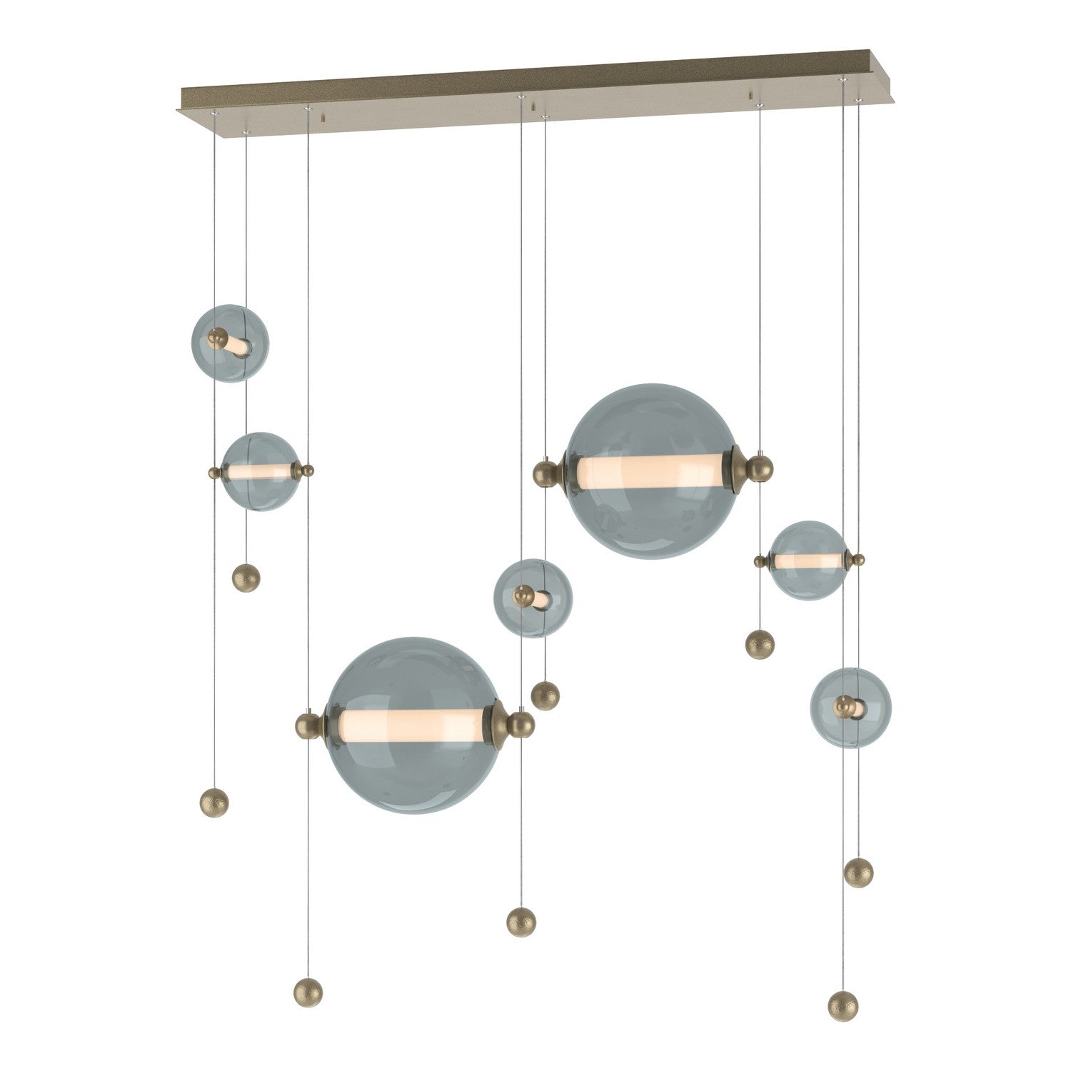 Hubbardton Forge - 139054-LED-STND-84-YL0694 - Abacus 7-Light Double Linear LED Pendant - Abacus - Soft Gold
