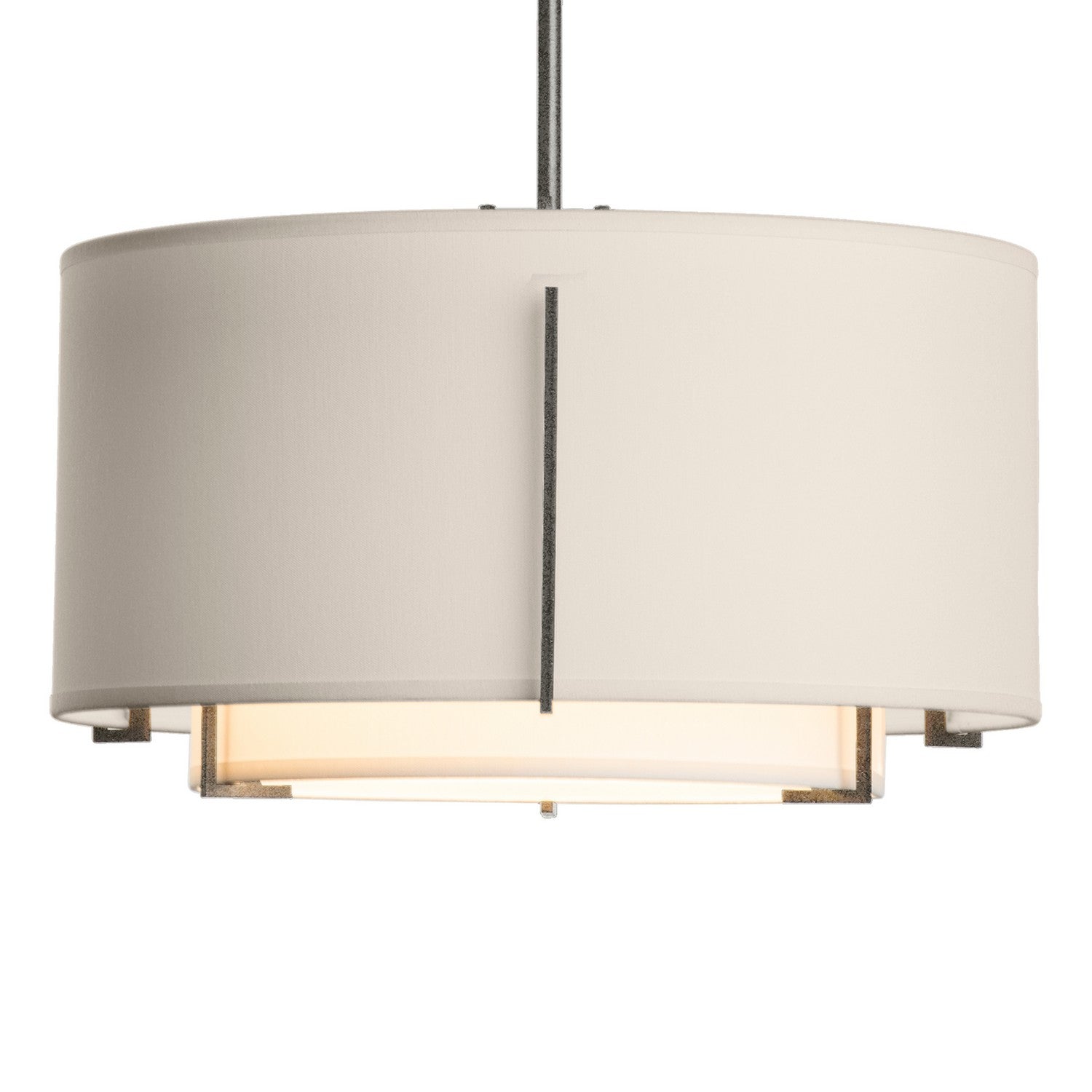 Hubbardton Forge - 139602-SKT-MULT-20-SF1099-SE1590 - Exos Small Double Shade Pendant - Exos - Natural Iron
