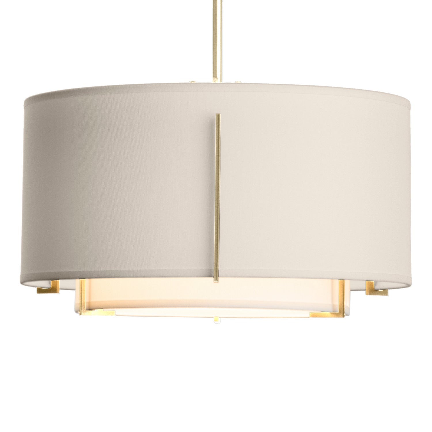 Hubbardton Forge - 139602-SKT-MULT-86-SF1099-SE1590 - Exos Small Double Shade Pendant - Exos - Modern Brass