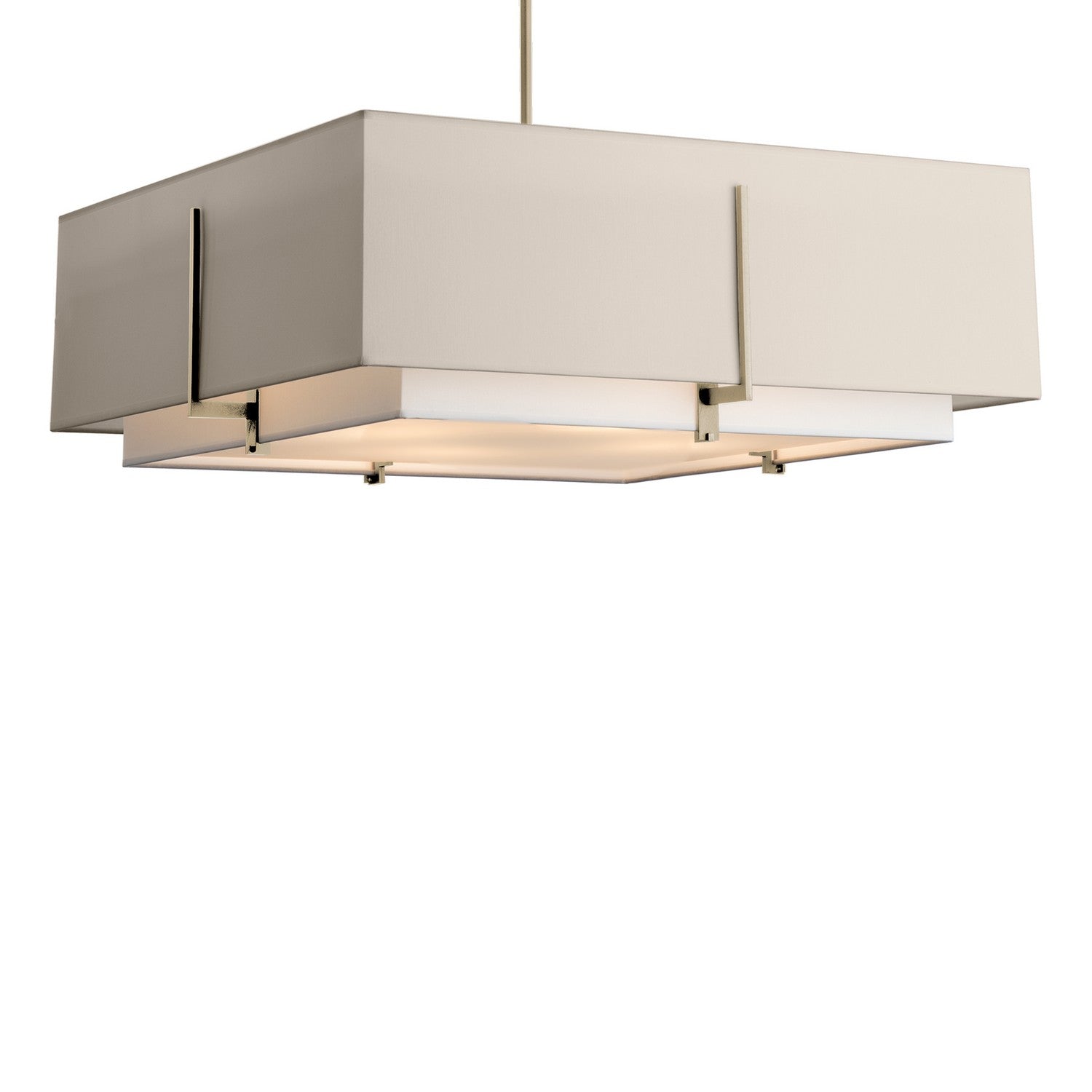 Hubbardton Forge - 139635-SKT-MULT-84-SF2012-SE2401 - Exos Square Large Double Shade Pendant - Exos - Soft Gold