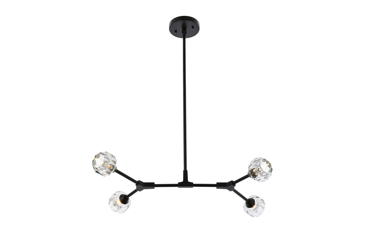 Elegant Lighting - 3508D30BK - Four Light Pendant - Zayne - Black and Clear