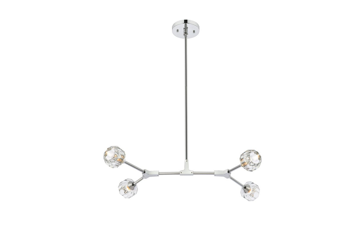 Elegant Lighting - 3508D30C - Four Light Pendant - Zayne - Chrome And Clear