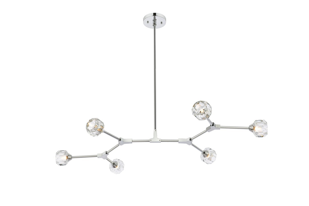 Elegant Lighting - 3508D50C - Six Light Pendant - Zayne - Chrome And Clear