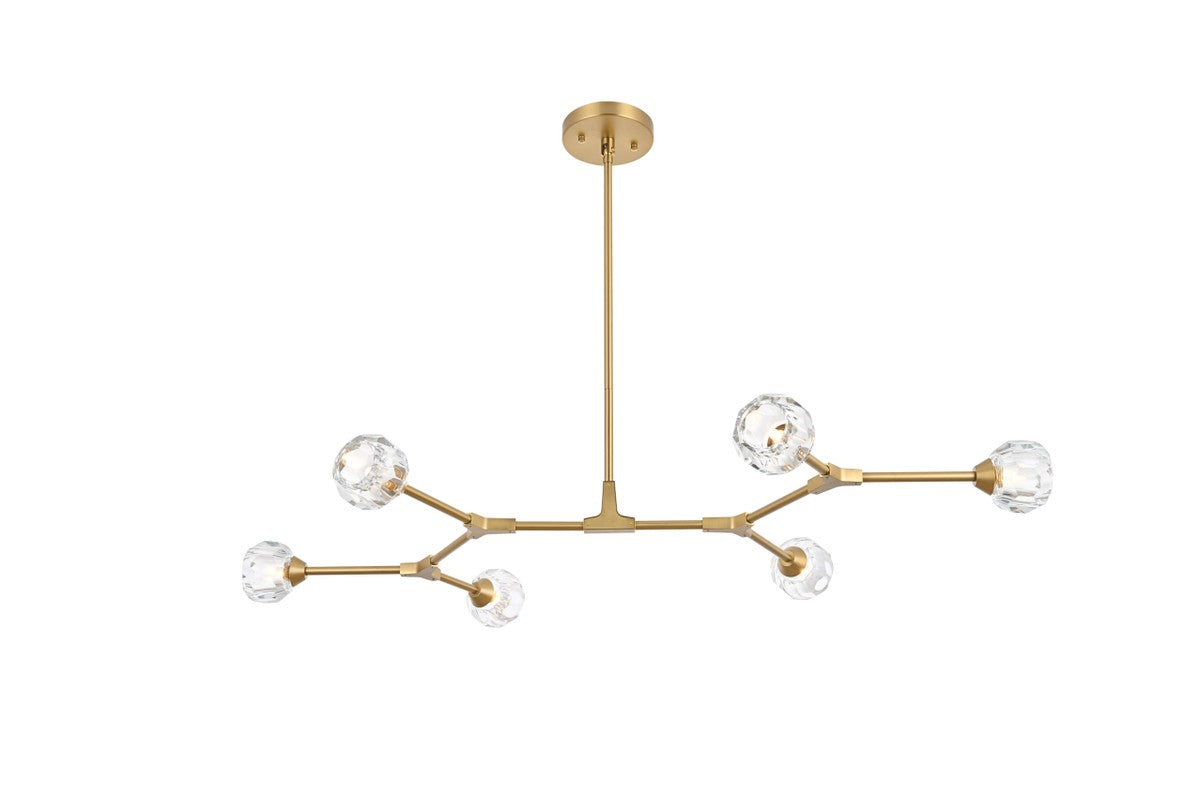 Elegant Lighting - 3508D50G - Six Light Pendant - Zayne - Gold And Clear