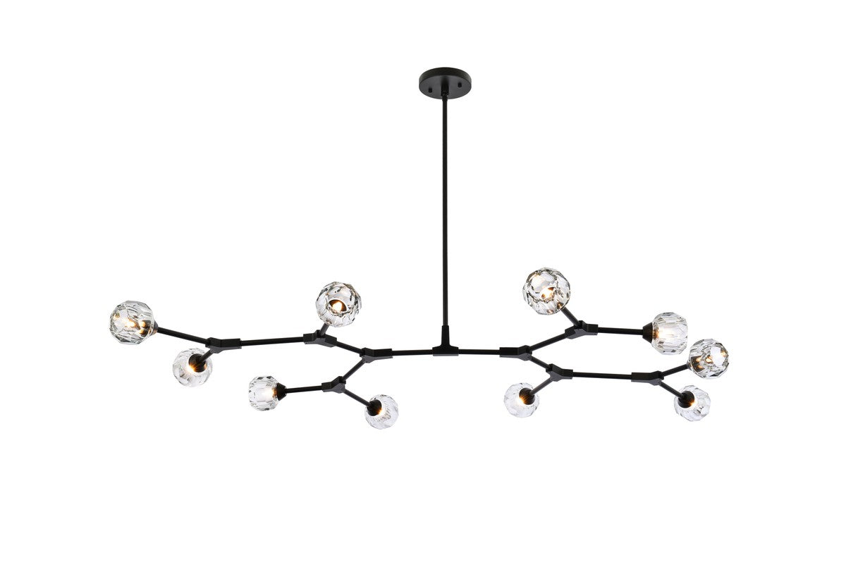 Elegant Lighting - 3508D56BK - Ten Light Pendant - Zayne - Black and Clear