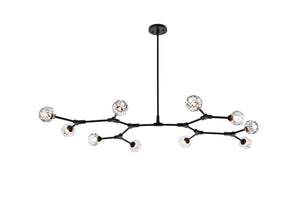 Elegant Lighting - 3508D56BK - Ten Light Pendant - Zayne - Black and Clear